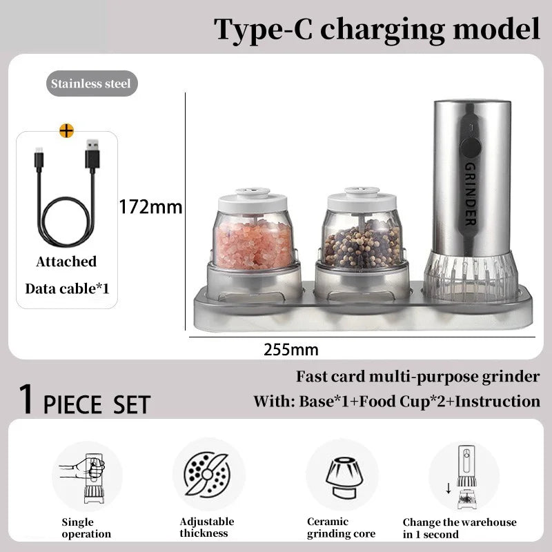 SpiceMaster Pro – USB Rechargeable Electric Salt & Pepper Grinder