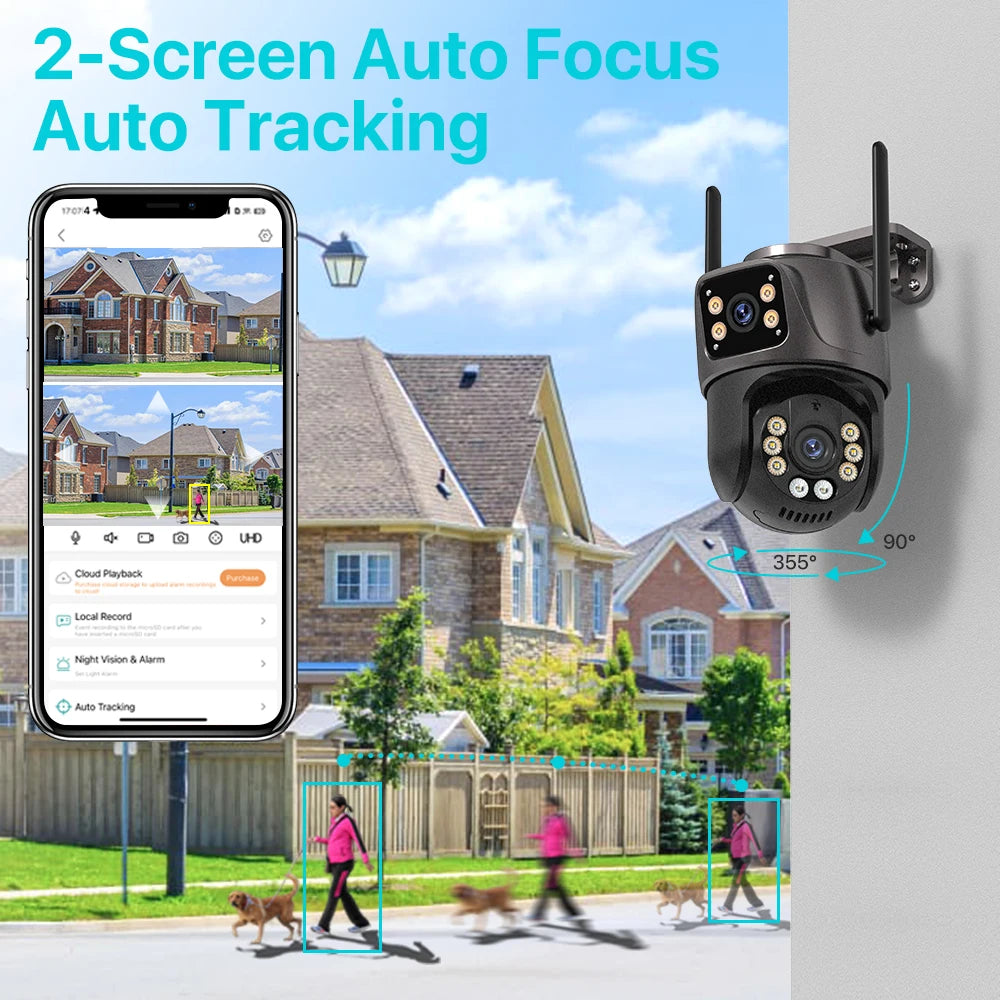 4K Dual-Lens PTZ Security Camera – 8MP HD, AI Tracking & 360° Coverage