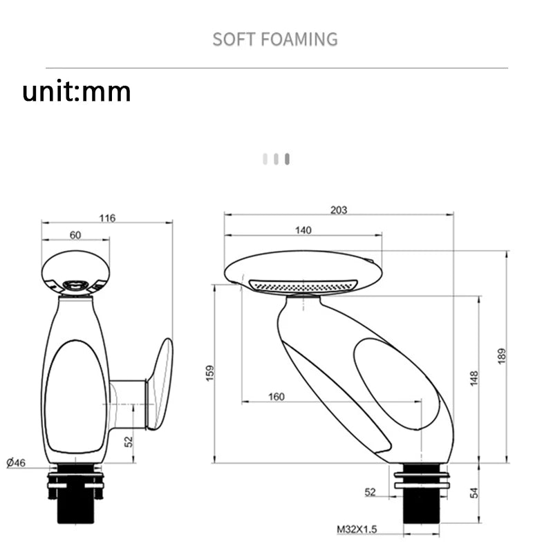 Large LED basin tap, 4 water outlets - hot and cold