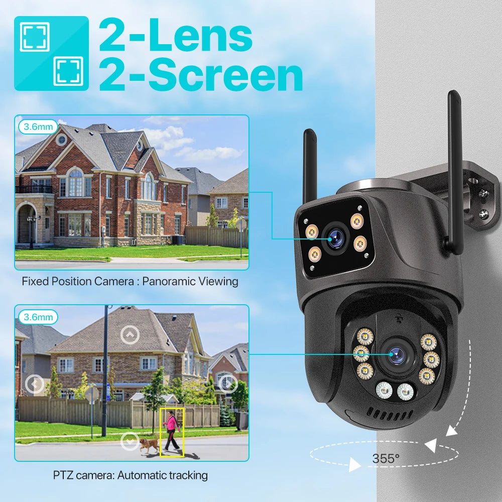 4K Dual-Lens PTZ Security Camera – 8MP HD, AI Tracking & 360° Coverage