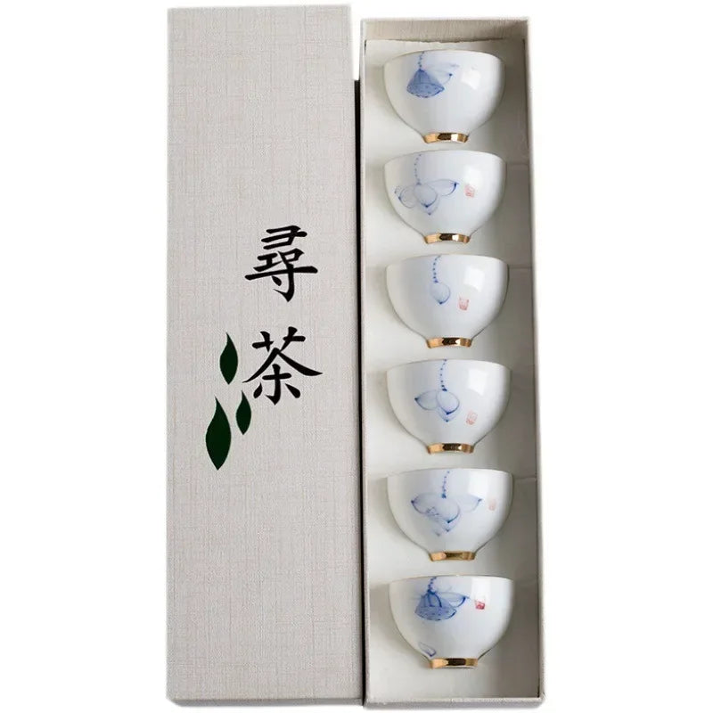 Oriental Elegance – 6-Piece Ceramic Tea & Espresso Cup Set with Gift Box