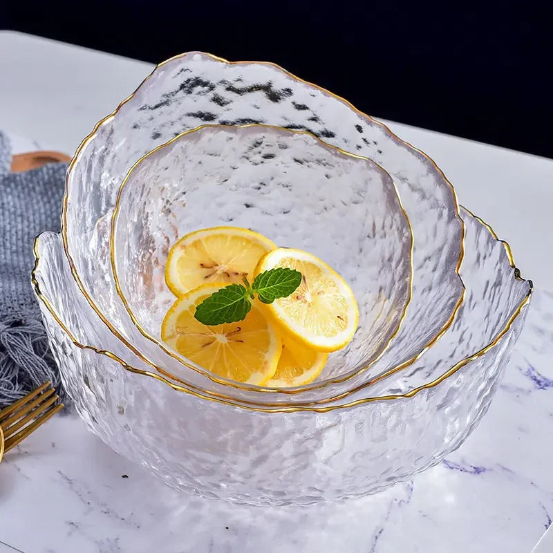CrystalBloom Gradient Glass Bowl – Elegant Multi-Use Serveware