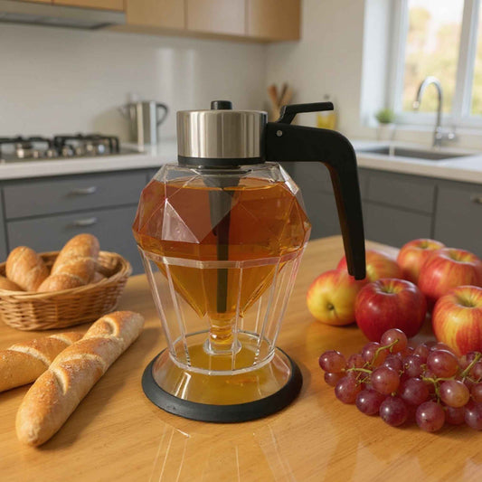 CrystalFlow – Diamond Glass Honey & Oil Dispenser with Stand (200ml)