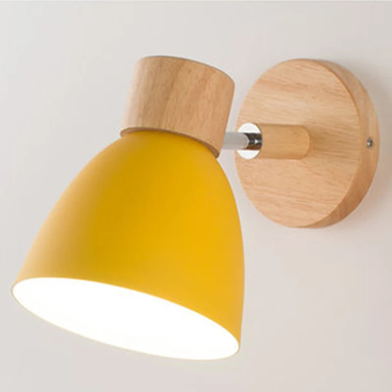 NordicGlow™ Wooden Wall Lamp – Macaron Colours, Adjustable Head