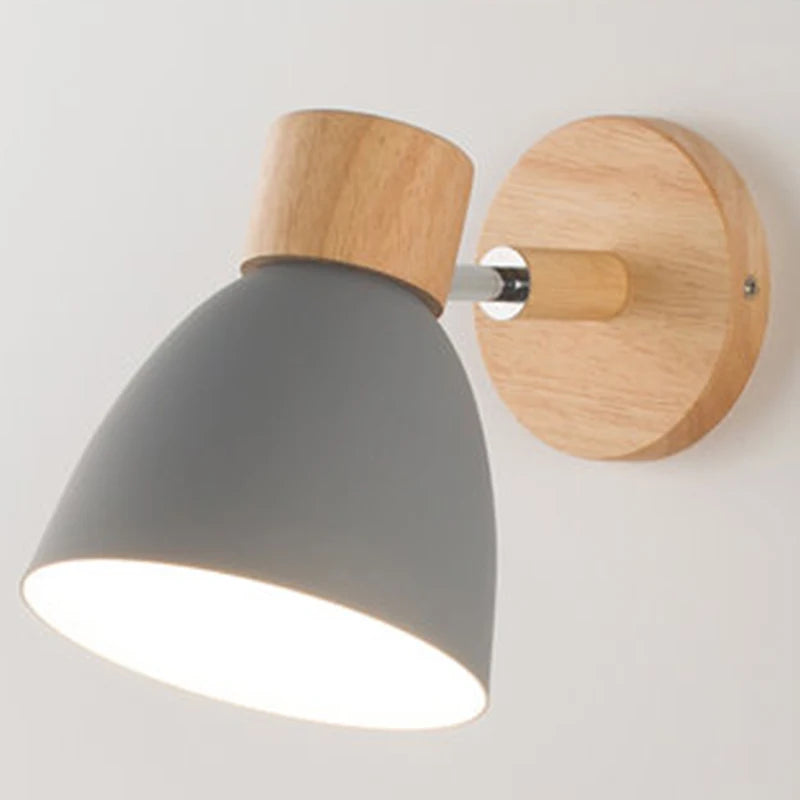 NordicGlow™ Wooden Wall Lamp – Macaron Colours, Adjustable Head