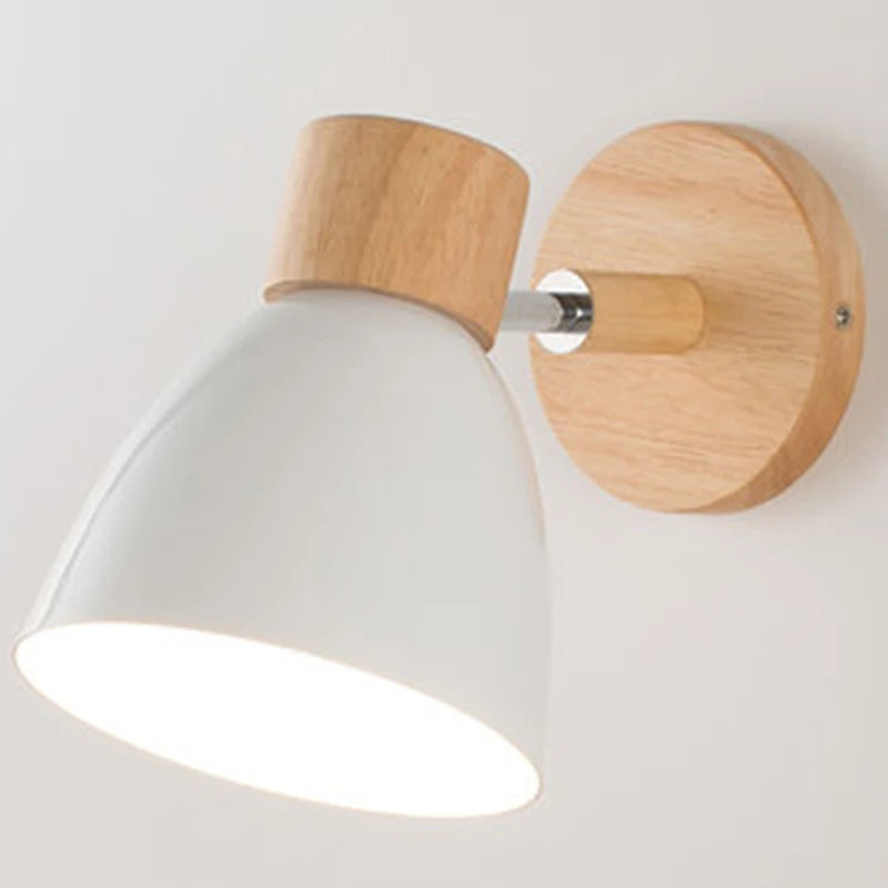 NordicGlow™ Wooden Wall Lamp – Macaron Colours, Adjustable Head