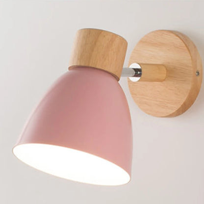 NordicGlow™ Wooden Wall Lamp – Macaron Colours, Adjustable Head