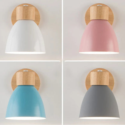 NordicGlow™ Wooden Wall Lamp – Macaron Colours, Adjustable Head