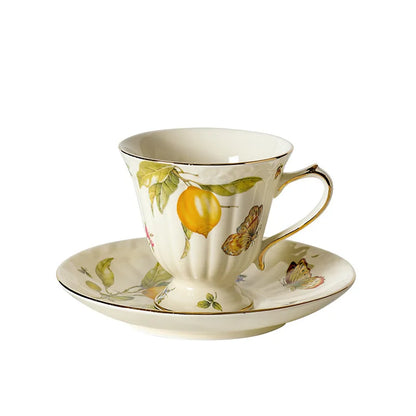 Vintage Lemon Teapot & Cup Set – Luxury Porcelain Tea/Coffee Service