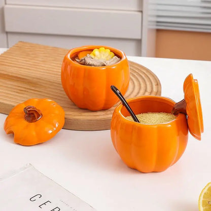 Pumpkin Charm Ceramic Soup & Spice Jar