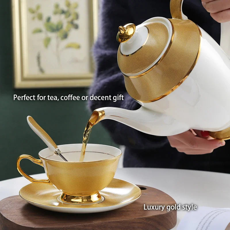 RoyalElegance – Luxury Gold Bone China Coffee & Tea Set