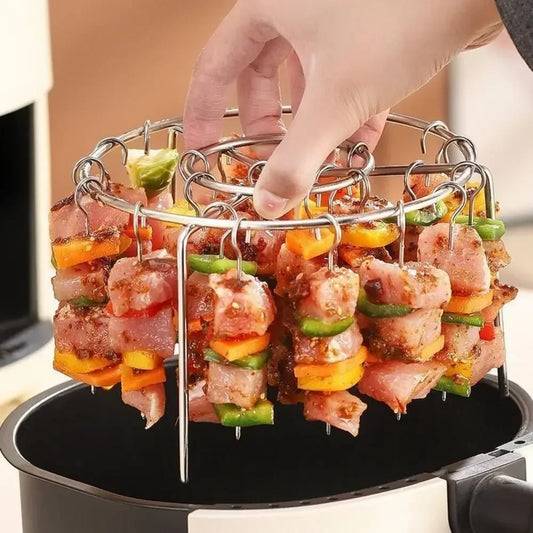 GrillMaster – Stainless Steel Skewer Rack for BBQ & Air Fryer Grilling