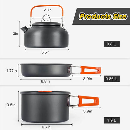 2-3 Person Camping Cook Set – Non-Stick & Portable