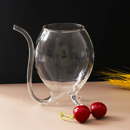 Creative Suction Tube Wine Glass – 300ml Heat-Resistant Borosilicate Glass