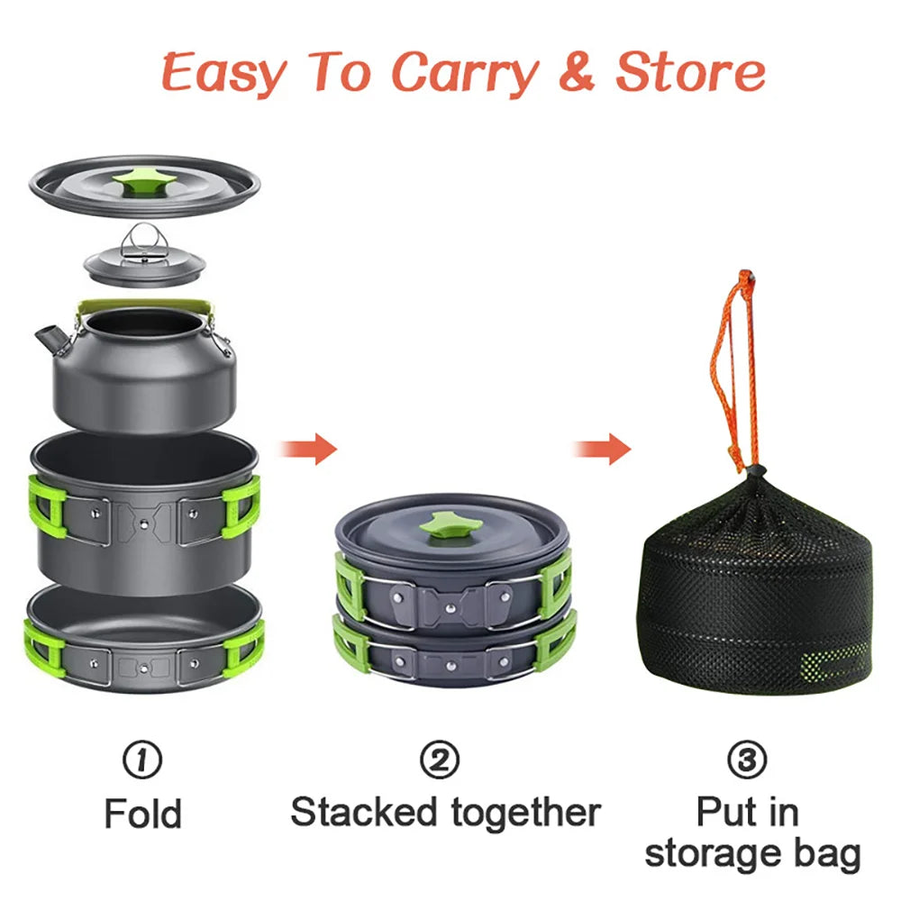2-3 Person Camping Cook Set – Non-Stick & Portable