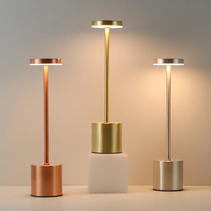 Classic Luxury Touch LED Lamp – 3-Colour Rechargeable Ambient Light for Bedroom, Living Room & Bar