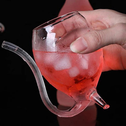 Creative Suction Tube Wine Glass – 300ml Heat-Resistant Borosilicate Glass