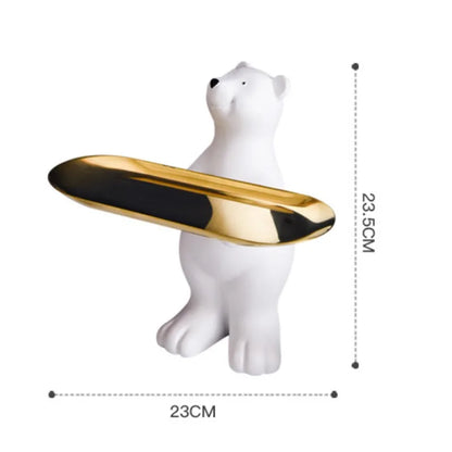 Polar Bear Elegance – Decorative Resin Sculpture with Hidden Storage Tray