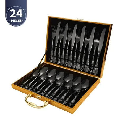 Elegant Stainless Steel Cutlery Set - Retro Design