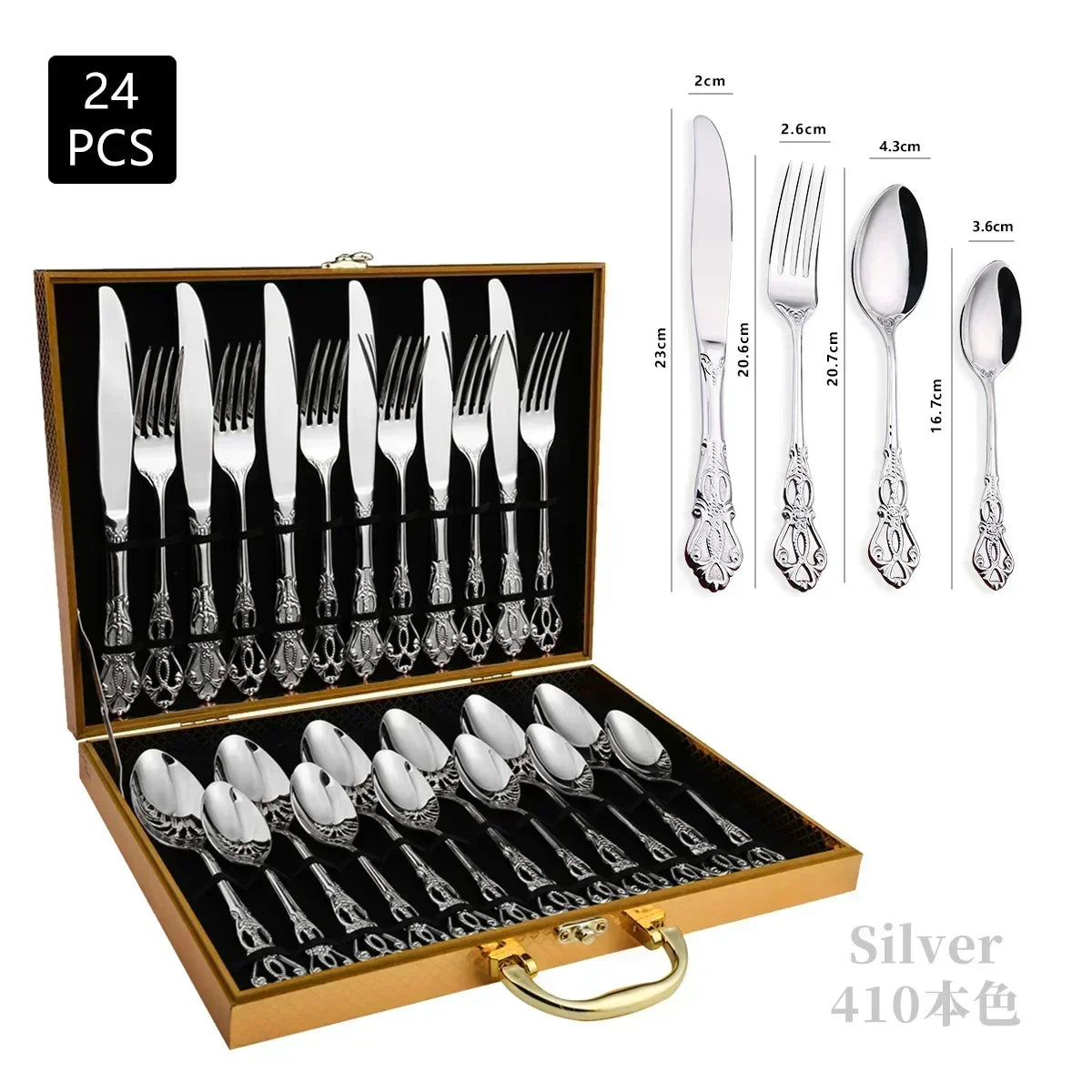Elegant Stainless Steel Cutlery Set - Retro Design