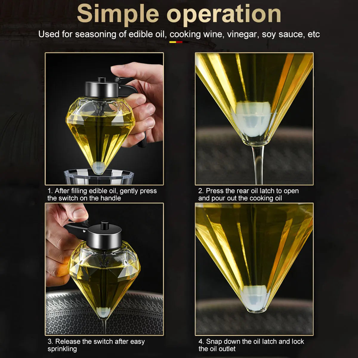 CrystalFlow – Diamond Glass Honey & Oil Dispenser with Stand (200ml)