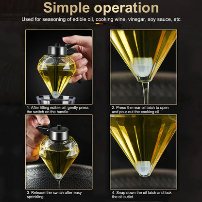 CrystalFlow – Diamond Glass Honey & Oil Dispenser with Stand (200ml)