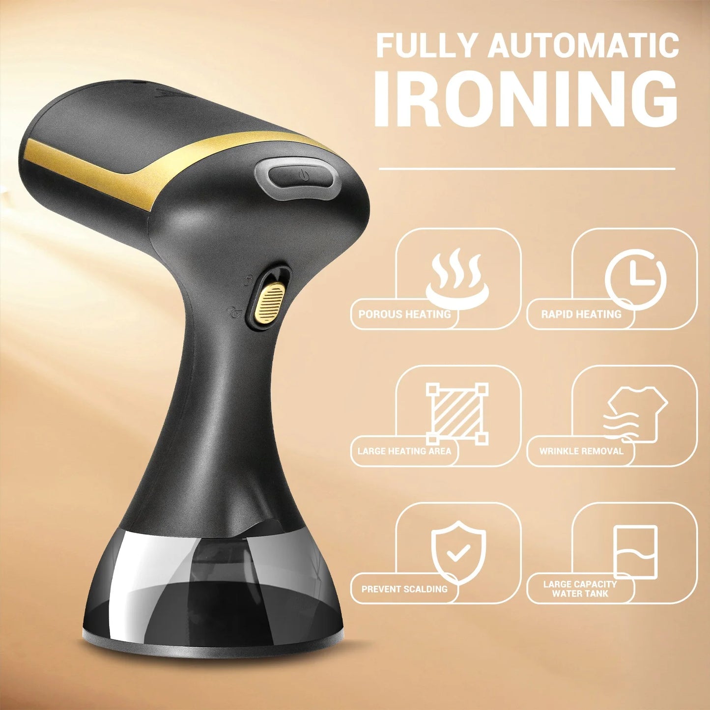1500W Handheld Steam Iron – 350ML Tank, 130°C Fast Wrinkle Remover