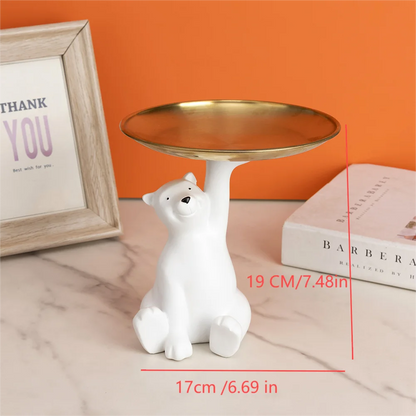 Polar Bear Elegance – Decorative Resin Sculpture with Hidden Storage Tray