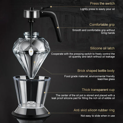 CrystalFlow – Diamond Glass Honey & Oil Dispenser with Stand (200ml)