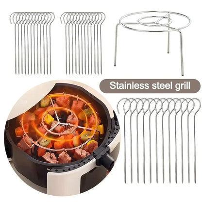 GrillMaster – Stainless Steel Skewer Rack for BBQ & Air Fryer Grilling