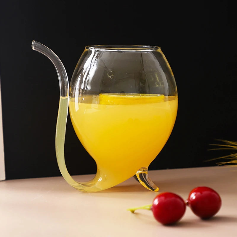 Creative Suction Tube Wine Glass – 300ml Heat-Resistant Borosilicate Glass