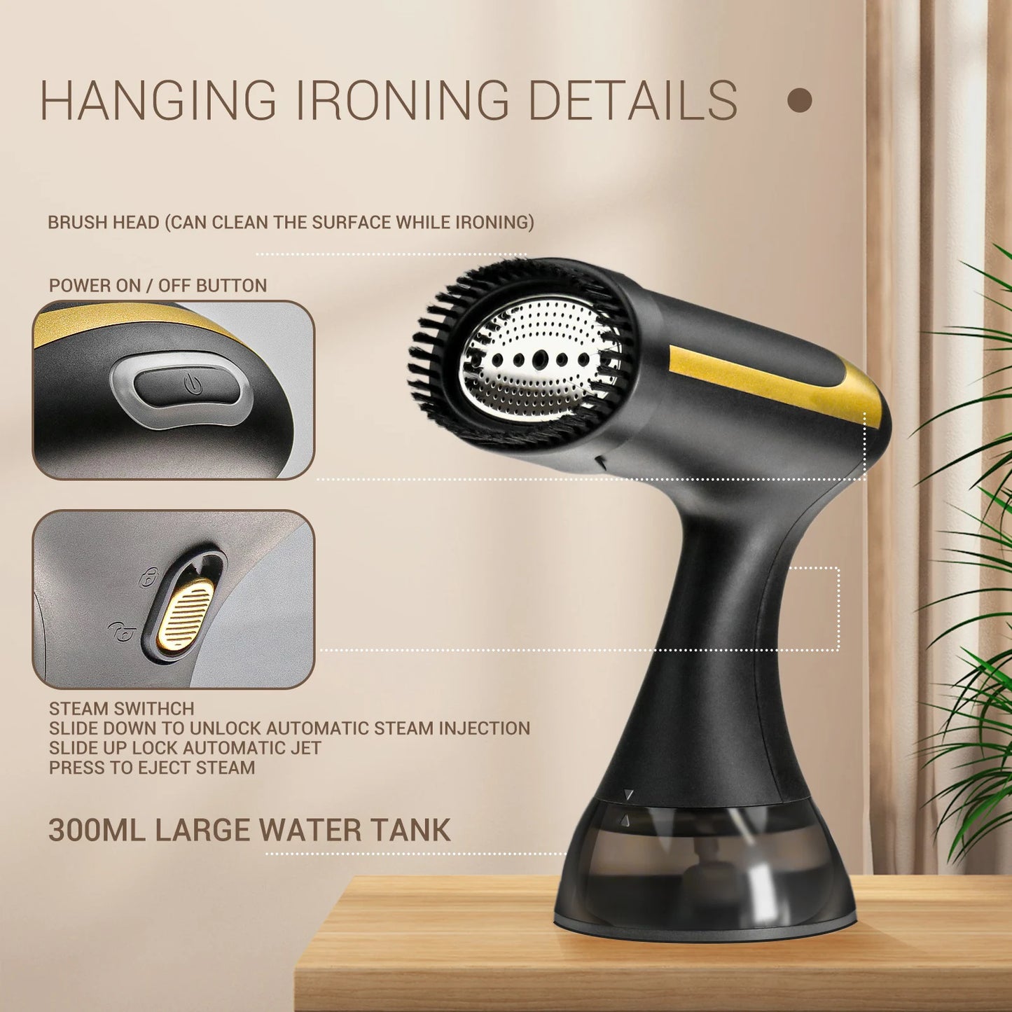 1500W Handheld Steam Iron – 350ML Tank, 130°C Fast Wrinkle Remover
