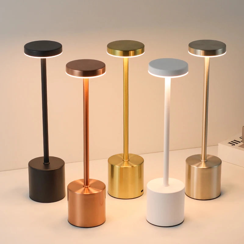 Classic Luxury Touch LED Lamp – 3-Colour Rechargeable Ambient Light for Bedroom, Living Room & Bar