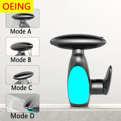 Large LED basin tap, 4 water outlets - hot and cold