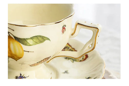 Vintage Lemon Teapot & Cup Set – Luxury Porcelain Tea/Coffee Service