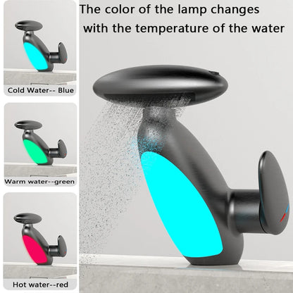 Large LED basin tap, 4 water outlets - hot and cold