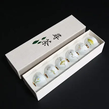 Oriental Elegance – 6-Piece Ceramic Tea & Espresso Cup Set with Gift Box