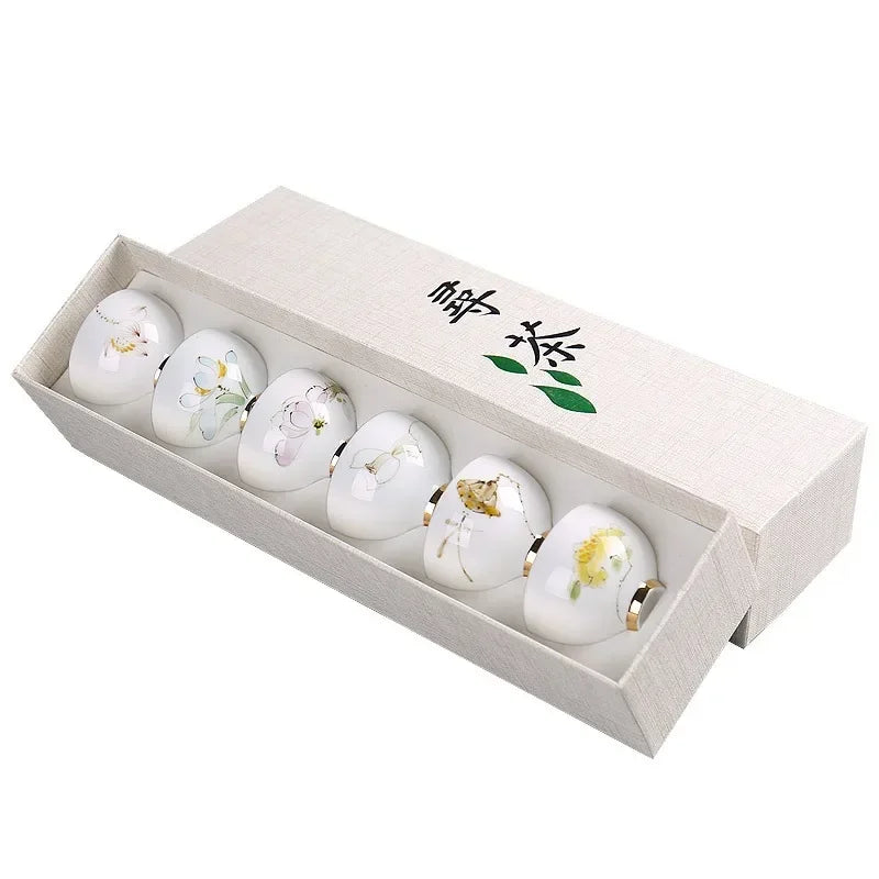 Oriental Elegance – 6-Piece Ceramic Tea & Espresso Cup Set with Gift Box
