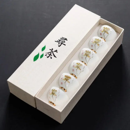 Oriental Elegance – 6-Piece Ceramic Tea & Espresso Cup Set with Gift Box