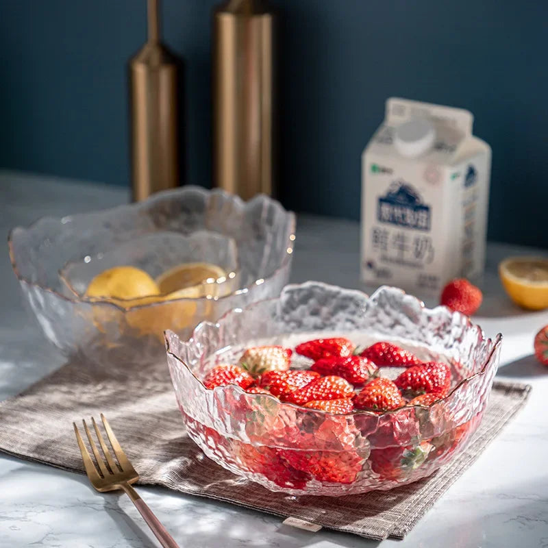 CrystalBloom Gradient Glass Bowl – Elegant Multi-Use Serveware