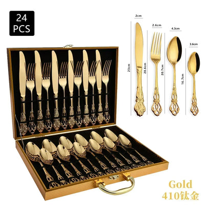 Elegant Stainless Steel Cutlery Set - Retro Design