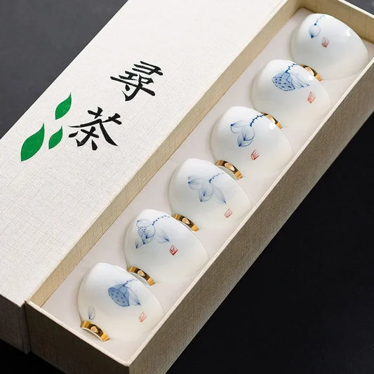 Oriental Elegance – 6-Piece Ceramic Tea & Espresso Cup Set with Gift Box
