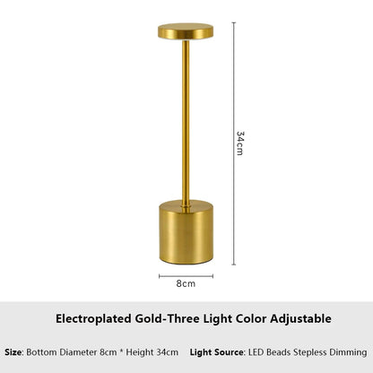 Classic Luxury Touch LED Lamp – 3-Colour Rechargeable Ambient Light for Bedroom, Living Room & Bar