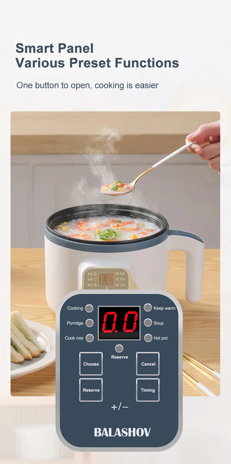 2-in-1 Electric Rice Cooker & Eco-Friendly Steamer
