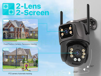 4K Dual-Lens PTZ Security Camera – 8MP HD, AI Tracking & 360° Coverage