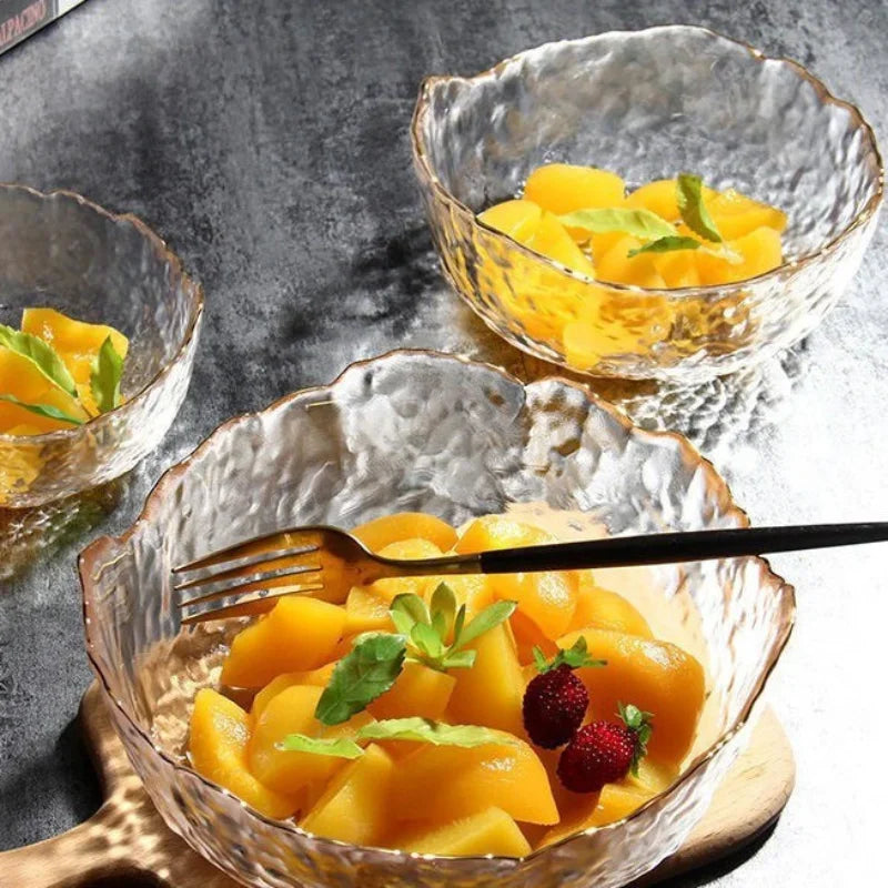 CrystalBloom Gradient Glass Bowl – Elegant Multi-Use Serveware