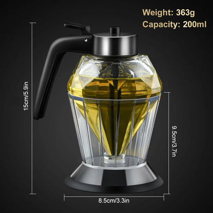 CrystalFlow – Diamond Glass Honey & Oil Dispenser with Stand (200ml)