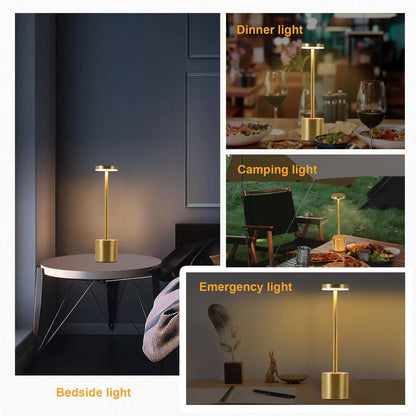 Classic Luxury Touch LED Lamp – 3-Colour Rechargeable Ambient Light for Bedroom, Living Room & Bar