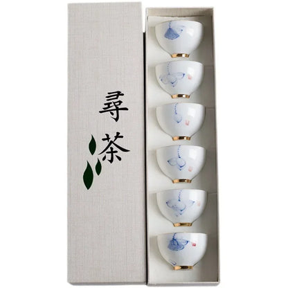 Oriental Elegance – 6-Piece Ceramic Tea & Espresso Cup Set with Gift Box
