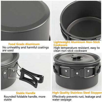 2-3 Person Camping Cook Set – Non-Stick & Portable